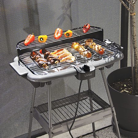 LIVOO BARBECUE ELECTRIQUE SUR PIEDS OU TABLE 2000W VERT KAKI