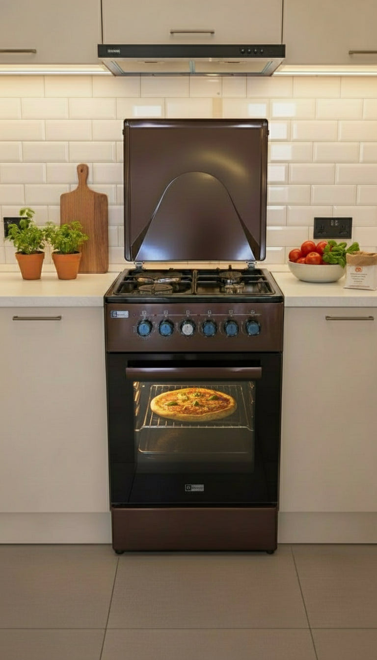 GAZINIERE 3 FEUX GAZ 1 ÉLECTRIQUE MARRON