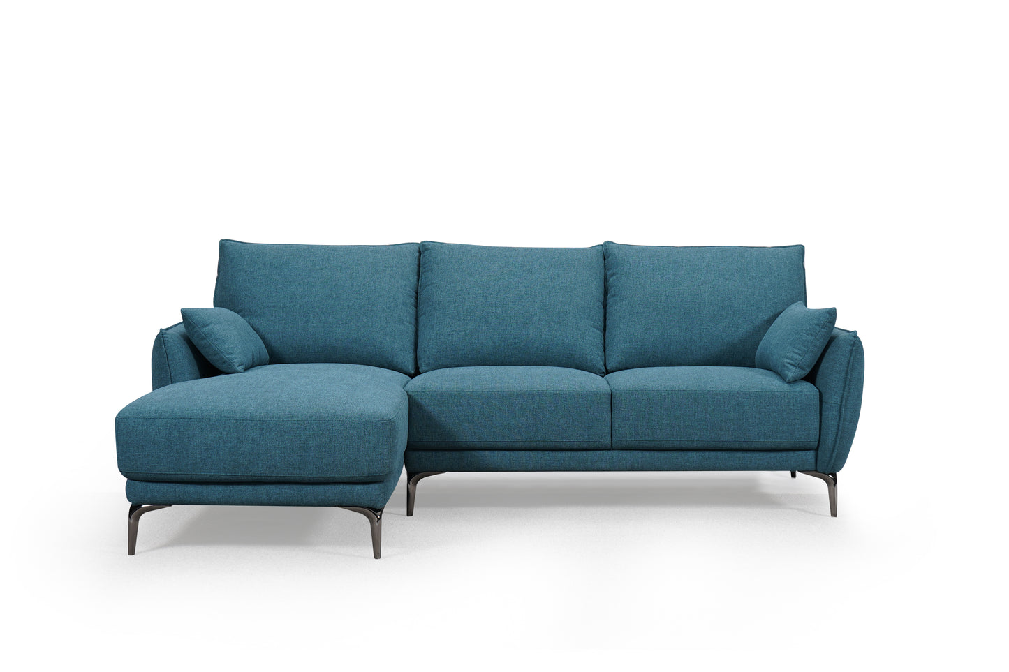 CANAPE D'ANGLE TISSU MAILLET AVEC DEUX COUSSIN BLEU 227x154x86 ( 2COLIS)