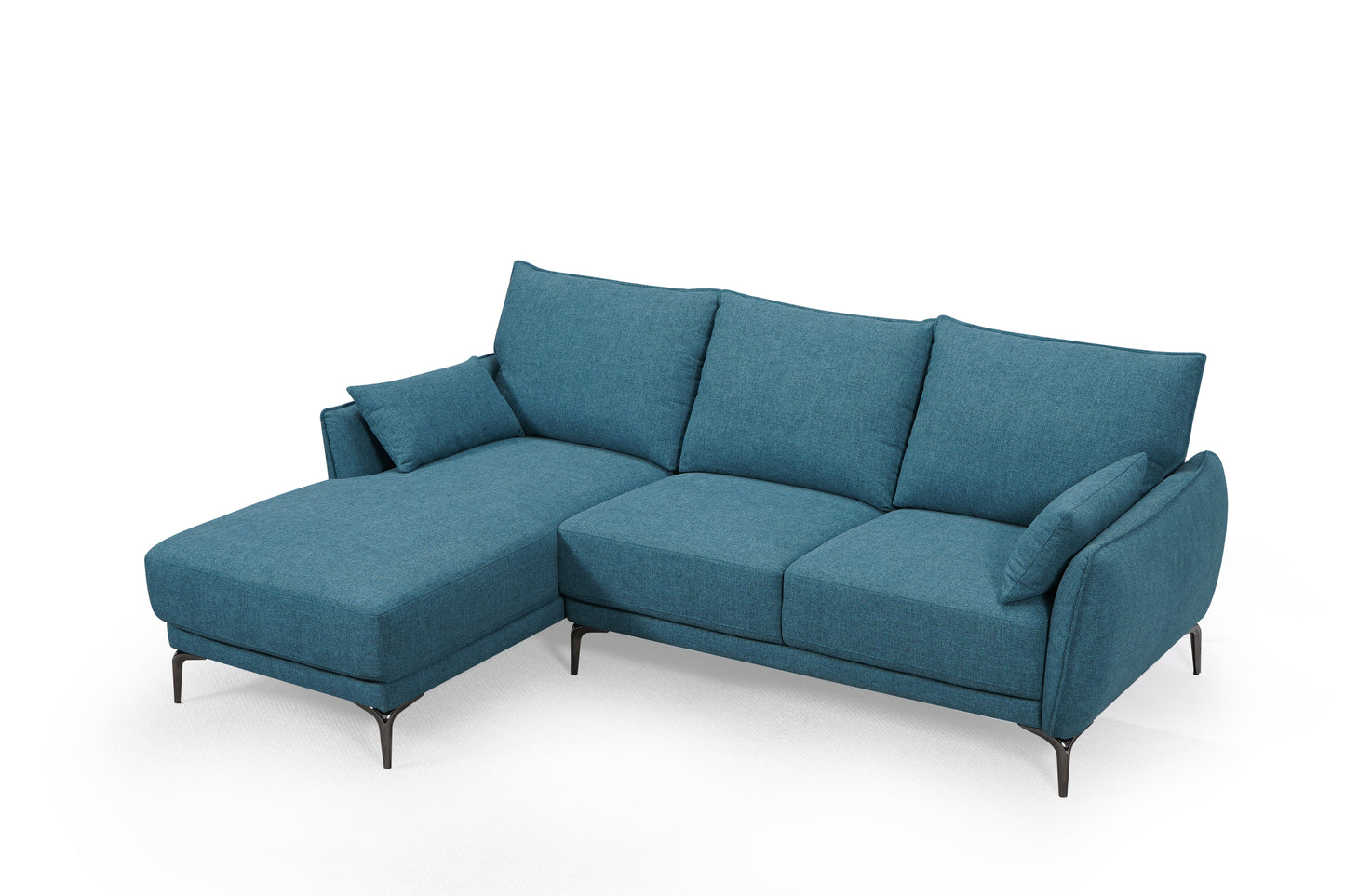 CANAPE D'ANGLE TISSU MAILLET AVEC DEUX COUSSIN BLEU 227x154x86 ( 2COLIS)