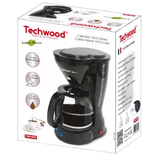 TECHWOOD CAFETIÈRE ÉLECTRIQUE 10/12T FILTRE PERM LAVABLE PC 800W