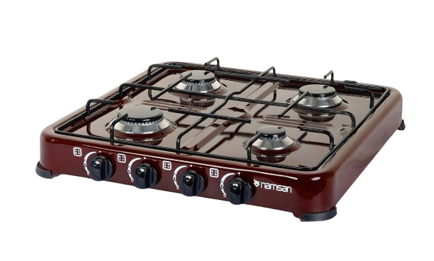 CUISINAM RECHAUD A GAZ 4 FEUX + COUVERCLE MARRON