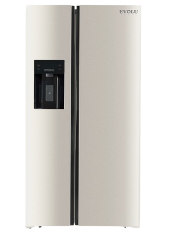 EVOLU REFRIGERATEUR AMER. SIDE BY SIDE 488L NF AVEC DISTRIBUTEUR AUTOMATIQUE GLACE /EAU GRIS