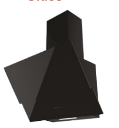 HOTTE ASPIRANTE CUISINAM INCLINEE EN DOUBLE VERRE NOIR AVEC LUMIERE 60CM NOIRE