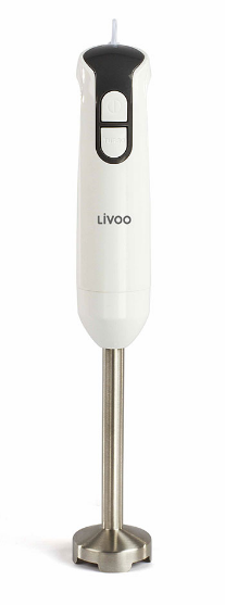 LIVOO MIXEUR PLONGEANT 400W 2LAME ACIER INOX + BOL GRADUE BLANC