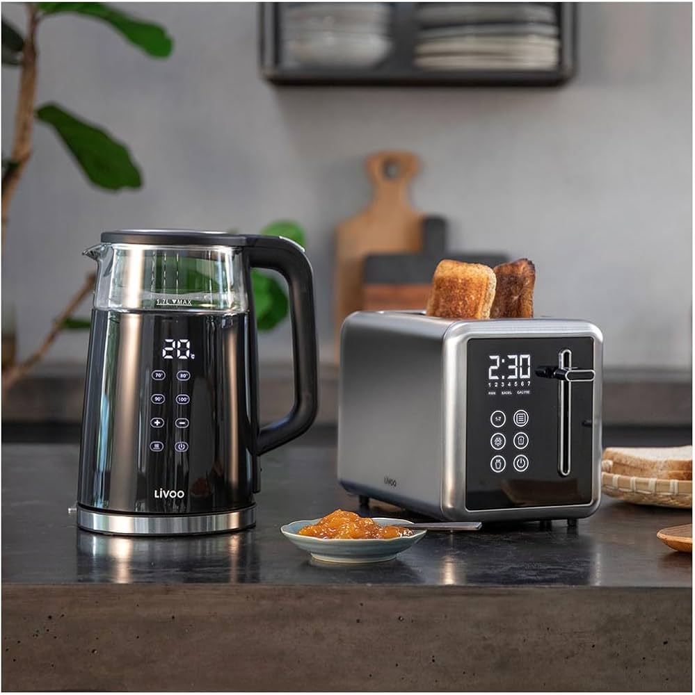 Bouilloire Digitale tactile en verre 1.7L