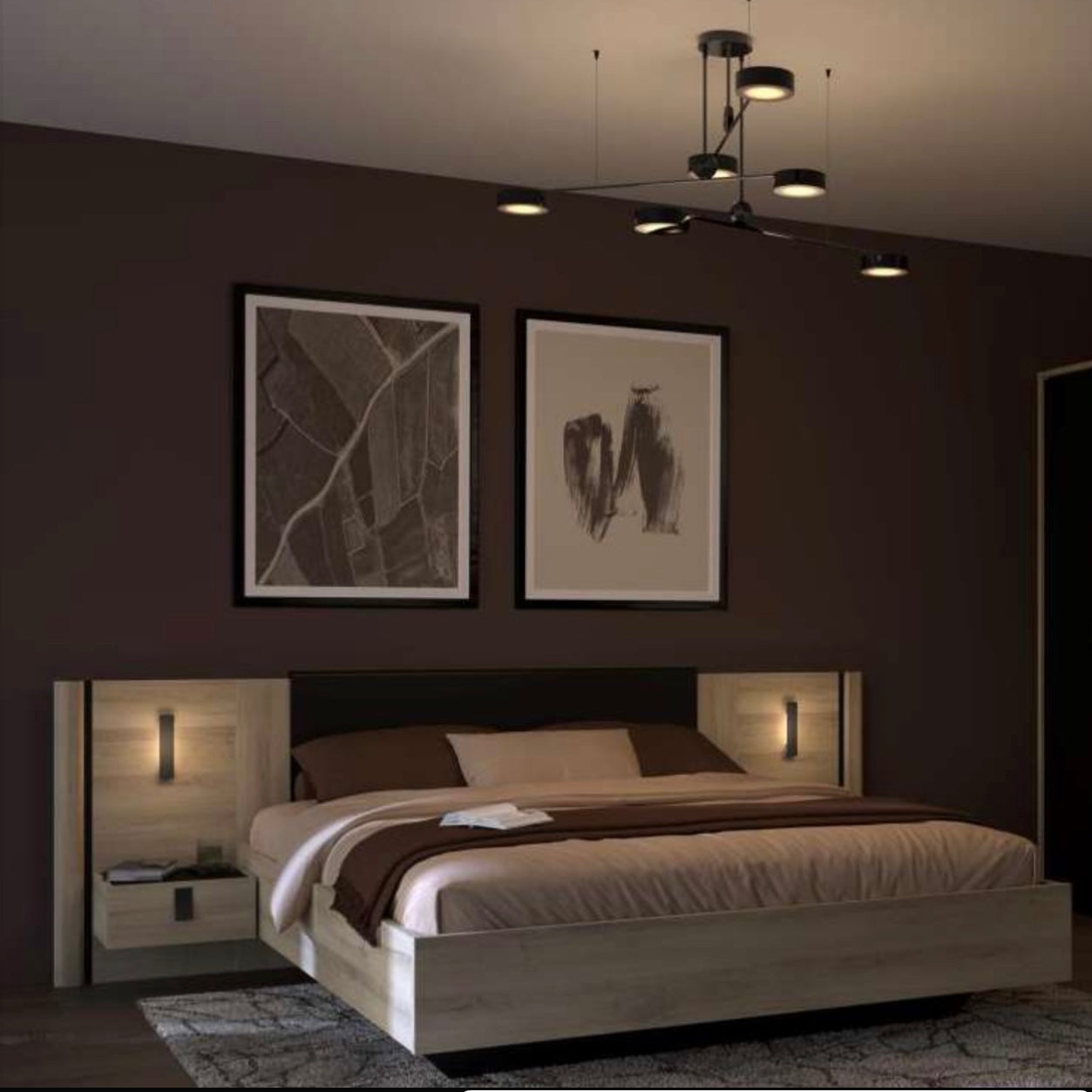 Lit KIERAN 160x200 + chevets