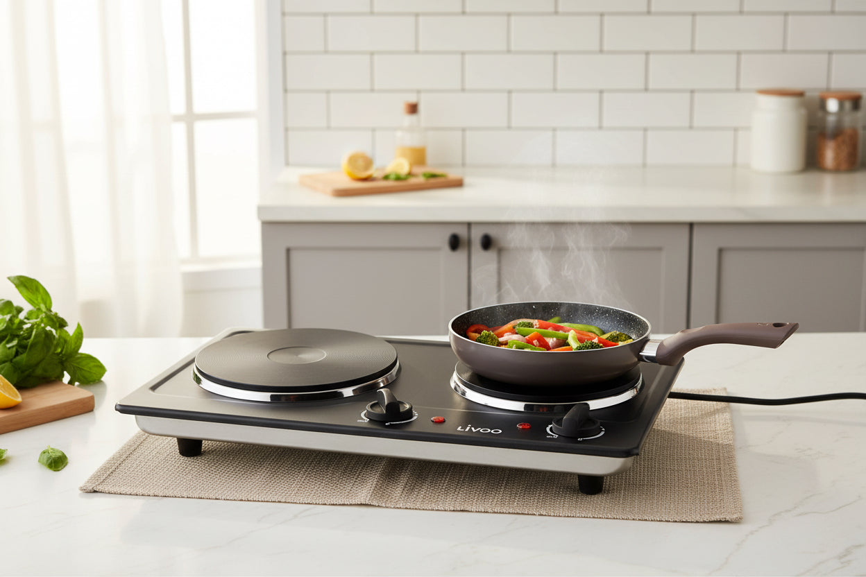 Plaque de cuisson électrique double à poser et encastrable