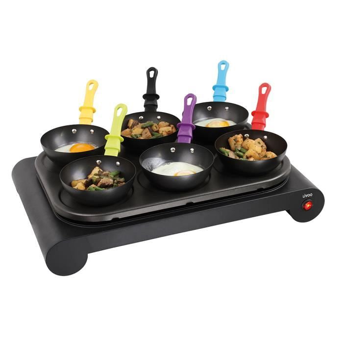 LIVOO CREPES PARTY 6 PLACE 1000W SET WOK, CREPE, GRILL