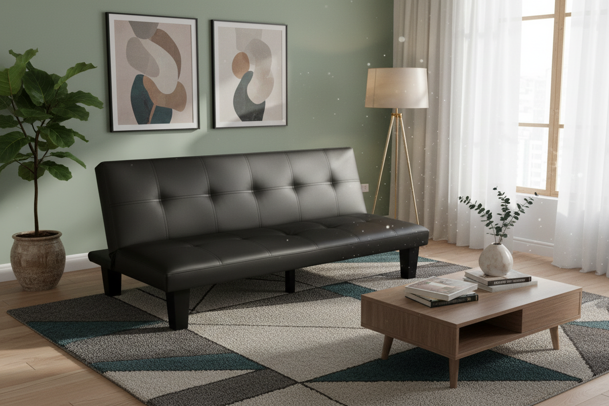 CANAPE CLIC CLAC / LIT 5PIEDS NOIR 165x71x69