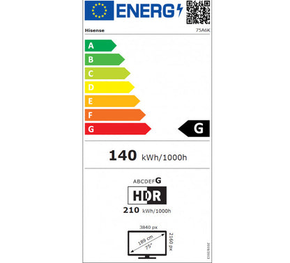 HISENSE TV LED 75"POUCES (189CM) 4K UHD