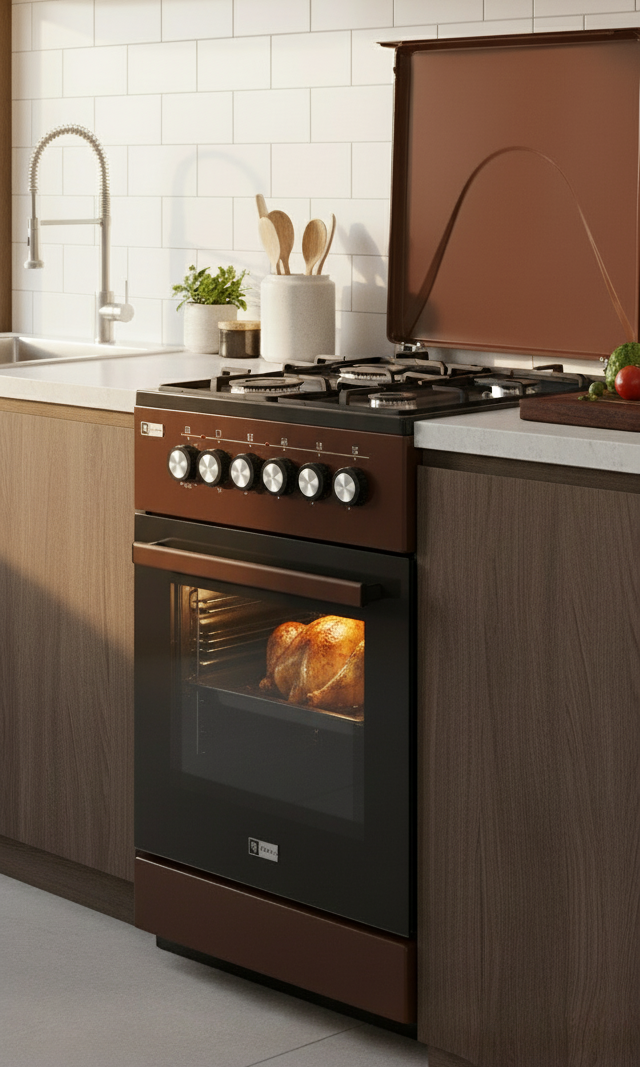 GAZINIERE 3 FEUX GAZ 1 ÉLECTRIQUE MARRON