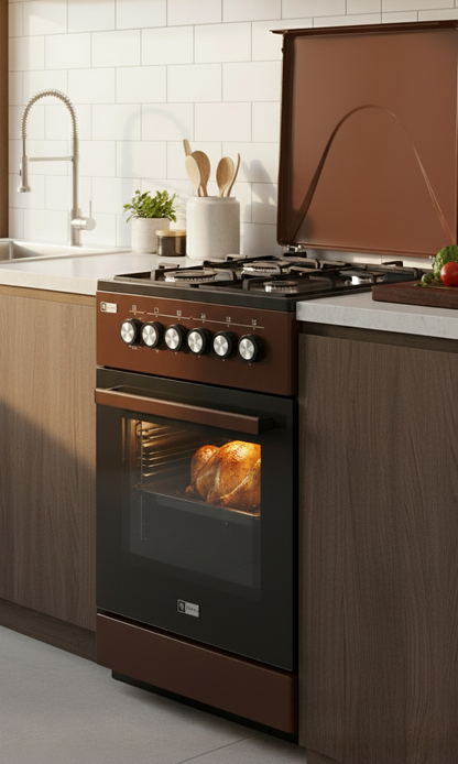 GAZINIERE 3 FEUX GAZ 1 ÉLECTRIQUE MARRON